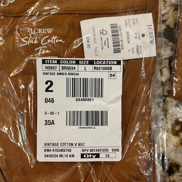 NWT J. Crew Vintage Amber Gold Vintage Slub Cotton V-Neck Tee - Picture 7 of 8